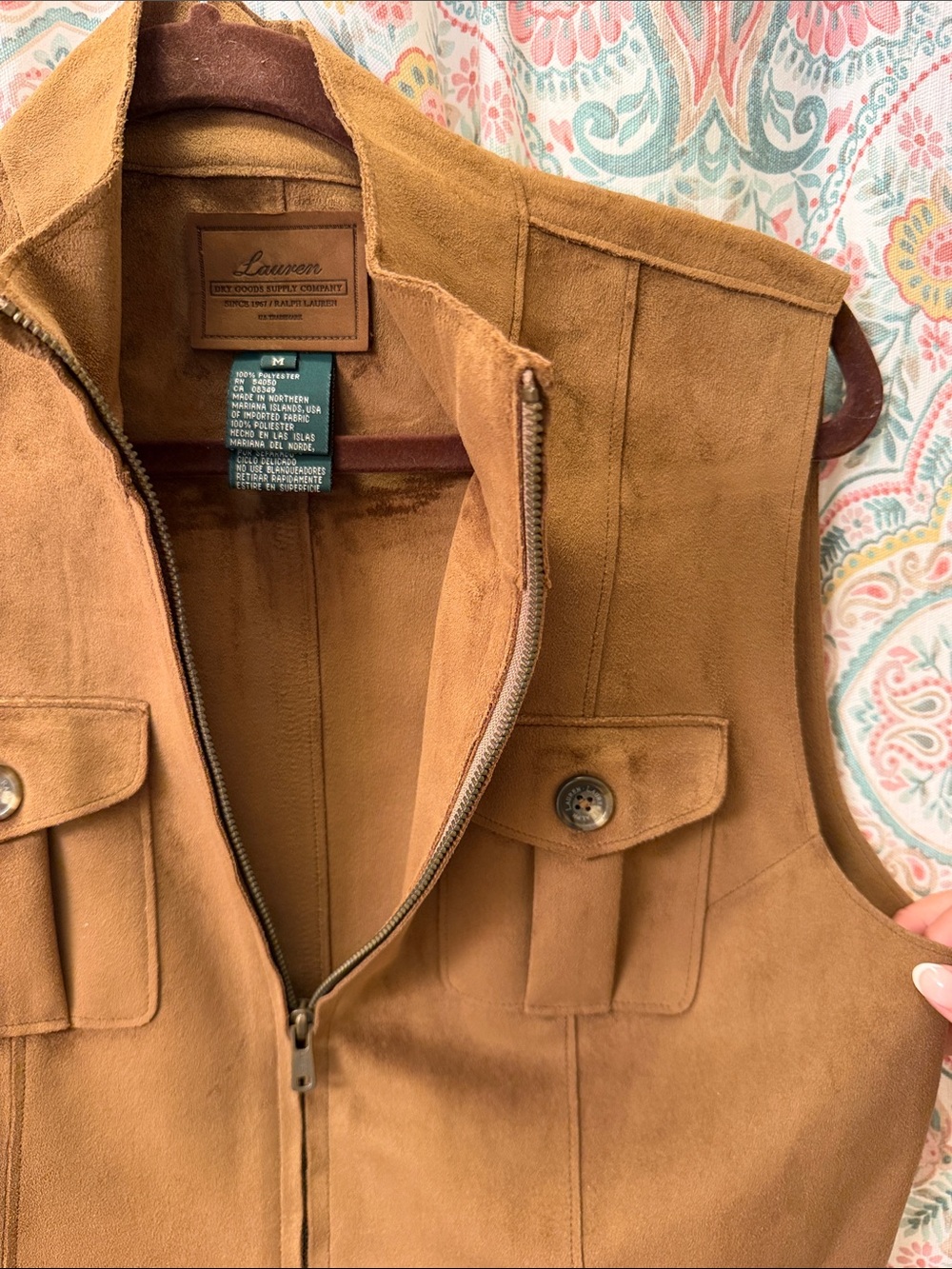 Brown faux-suede utility vest Ralph Lauren